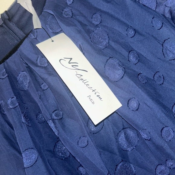 NWT Elegant Navy Blue Dress with Polka Dots size petite small - Picture 5 of 10